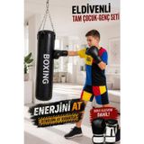 Spor Byfit Çocuk Boks Seti 70 Cm X 25 Cm Boks Torbası + Boks Eldiveni + Tavan Kancası - 3' Lü Set