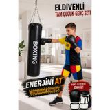 Spor Byfit Çocuk-Genç Boks Seti 70 Cm X 25 Cm Boks Torbası + Boks Eldiveni + Tavan Kancası - 3' Lü Set