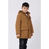 Spor Erkek Çocuk Kürklü Su ve Rüzgar Geçirmez Kapüşonlu 3 Cep Kışlık Mont & Kaban & Parka - Taba