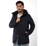 Spor Erkek Polarlı Kürklü Su ve Rüzgar Geçirmez Kapüşonlu Kışlık Mont & Kaban & Parka - Lacivert - 3XL
