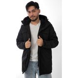 Spor Erkek Polarlı Kürklü Su ve Rüzgar Geçirmez Kapüşonlu Kışlık Mont & Kaban & Parka - Siyah