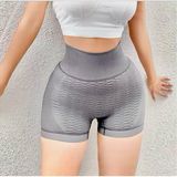Spor Giyim Fitness Yoga Şortu Yüksek Bel Toparlayıcı Dikişsiz Elastik Anti-Selülit Jogger Tayt - M - L - Gri