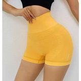 Spor Giyim Fitness Yoga Şortu Yüksek Bel Toparlayıcı Dikişsiz Elastik Anti-Selülit Jogger Tayt - M - L - Sarı