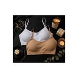 Spor İp Askı Fitilli Kadın Pedli Bralet Sütyen 2'Lİ Paket Beyaz - Ten Beyaz - Ten 80