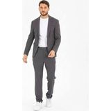 Spor İpli Erkek Takım Elbise Slim Fit Full Likralı - 46 - Gri - 6 Drop