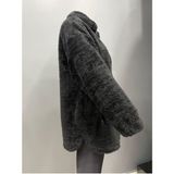 Spor Kadın Peluş Rüzgar Geçirmez Welsoft Çift Cepli Kışlık Mont Kaban - Siyah - XL