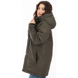 Spor Kadın Polarlı Su ve Rüzgar Geçirmez Kapüşonlu Kışlık Mont & Kaban & Parka - Haki