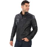 Spor Model Erkek Deri Mont Siyah Renk - 2XL