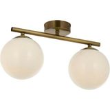 Spor Plafonyer Model Modern Glop Beyaz Camlı Ikili Avize Gold Tek Ebat 0077-2GOLDGLOPBEYAZCAM