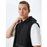 Spor Sweatshirt Oversize Kolsuz Kapşonlu Fermuar Detaylı Viskon Karışımlı Kalın Çelikli İnterlok Kumaş