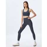 Spor Tayt Yüksek Bel Slim Fit Dikiş Detaylı İnterlok