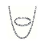 Spor Tilki Kuyruğu Erkek Çelik Zincir Kolye Ve Bileklik Set 4mm K60s Metalik Gri