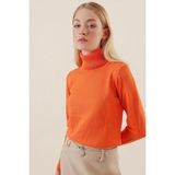 Spor Triko Düz Balıkçı Kazak - 2XL - Turuncu