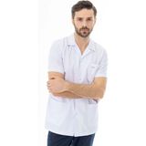 Spor Yaka Kısa Kol Erkek Doktor Önlüğü Alpaka Kumaş Beyaz (BEO106)