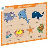 Spor35 CAAHS-3212 CA GAMES AHŞAP DENİZ HAYVANLARI BUL-TAK Kız Erkek Çocuk Oyuncak Eğitici Oyuncaklar