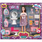 Spor35 Cindy Doll Bebekli Lavabo ve Temizlik Seti 02452 Kız Erkek Çocuk Oyuncak Eğitici Oyuncaklar