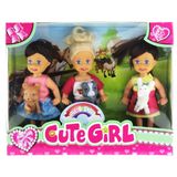 Spor35 Cute Girl Mini Bebek ve Evcil Hayvan Üçlü Set Kız Erkek Çocuk Oyuncak Eğitici Oyuncaklar