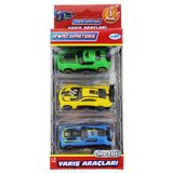 Spor35 Die Cast Metal 3'lü Yarış Arabaları Yeşil Araçlı Kız Erkek Çocuk Oyuncak Eğitici Oyuncaklar