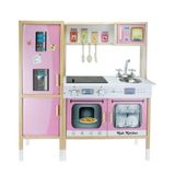 Spor35 T1013 Ahşap Buzdolaplı Mutfak Pembe Kız Erkek Çocuk Oyuncak Eğitici Oyuncaklar