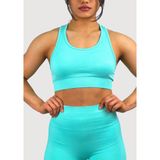 Sporcum Dikişsiz Kadın Su Yeşili Seamless Spor Büstiyer Bra – Lilium Serisi HBKBRALLM1001 - M - L