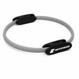 Sporsize Pilates Çemberi 35 cm, Konforlu Pedli Direnç Halkası, İç Bacak Kalça Karın Kol ve Göğüs Egzersiz Aleti, Evde Pilates ve Tüm Vücut Antrenmanı (Gri, 35 Cm)