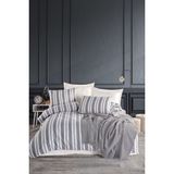 Sport Çizgili Nevresim Takımı Çift Kişilik Soft Line Antrasit - 200 x 220 cm