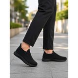 Sport Erkek Siyah Ortopedik Triko Sneaker - Günlük Yürüyüş Ayakkabısı - Hafif Esnek - Nefes Alabilen - Kaymaz Taban - Bağcıksız Slip-On - Çorap Model - Konforlu Günlük Spor Ayakkabı