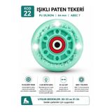 Sportaj 64 mm Beyaz Led Işıklı Turkuaz Paten Tekeri PU Silikon Abec 7 Rulmanlı KOD 22