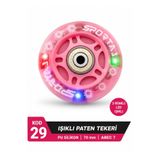 Sportaj 70 mm Renkli Led Işıklı Pembe Paten Tekeri PU Silikon Abec 7 Rulmanlı KOD 29