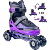 Sportaj Paten Premium Taj-J1 Pro Paten Beyaz LED Işıklı Silikon Teker 3 In 1 Inline Çocuk Yetişkin P - Çok Renkli
