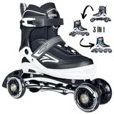 Sportaj Paten Premium TAJ-J1 Pro Paten Beyaz Led Işıklı Silikon Teker 3 in 1 Inline Çocuk Yetişkin Paten (Beyaz, 31-34)
