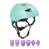 Sportaj Turkuaz Çocuk Kaskı Spor Koruyucu Kask Lila Dizlik Dirseklik Donanım Seti Bisiklet Scooter Paten