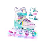 Sportaj Unicorn Işıklı Paten 2+2 Gökkuşağı Kız Çocuk Pateni Silikon Teker,Taşıma Çantalı 3 in 1 Teker