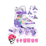 Sportaj Unicorn Işıklı Paten Kask Koruma Seti 2+2 Gökkuşağı Kız Çocuk Pateni Silikon Teker,Taşıma Çantalı 3