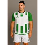 Sportech K0134 Forma Takımı Beyaz-Yeşil Renk Unisex Kullanıma Uygun Kişiye Özel - Beyaz - Yeşil - 2XL