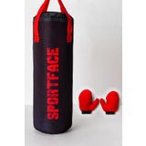 Sportface Sf-bsk16 Çocuk Boks Torbası Seti (60X20 CM) – Boks Eldiveni Hediyeli! 60cm Kırmızı-siyah