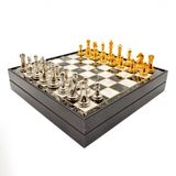 Sportoonline Ahşap Satranç Takımı Altın Gümüş Metal Taşlı MERKP30G