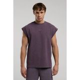 Sportoonline Everlast Bronx 1910 Oversize Yıkamalı Mor Erkek Kolsuz Sweatshirt Koyu Mor XL