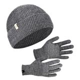 Sportoonline Winter Set %70 Merino Yünü Termal Bere ve Eldiven 2'li Kış Seti - Gri L/XL