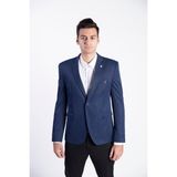 Sposo 5102 Dar Kalıp Örme Kumaş Lacivert Erkek Blazer Ceket - 01L-Lacivert - 50