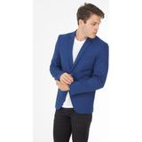 Sposo 5105 Dar Kalıp Örme Kumaş Açık Laci Erkek Blazer Ceket - Açık Lacivert - 56