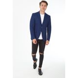 Sposo 5105 Dar Kalıp Örme Kumaş Lacivert Erkek Blazer Ceket - 01L-Lacivert - 56