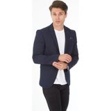 Sposo 5121 Dar Kalıp Örme Kumaş Lacivert Erkek Blazer Ceket - 52 - 01L-Lacivert