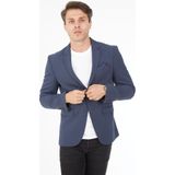 Sposo 5121 Dar Kalıp Örme Kumaş Lacivert Erkek Blazer Ceket - 56 - Mavi
