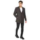 Sposo 5122 Dar Kalıp Ceket Yaka Antrasit - Siyah Balıksırtı Kısa Palto %60 Wool %40 Poly Erkek - 50
