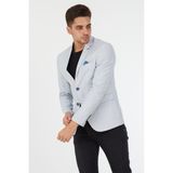 Sposo 5123 Dar Kalıp Keten Buz Mavisi Erkek Blazer Ceket - 48