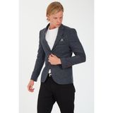 Sposo 5135 Dar Kalıp Kareli Antrasit Erkek Blazer Ceket - 48 - Füme