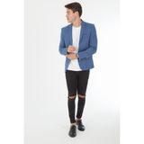 Sposo Erkek Indigo Mavi Dar Kalıp Blazer Ceket - 54 - Açık İndigo