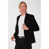 Sposo G-183 Dar Kalıp Örme Kumaş Füme Erkek Blazer Ceket - 50 - 001 Siyah