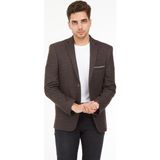 Sposo G-187 Dar Kalıp Örme Kumaş Kahverengi Erkek Blazer Ceket - 52 - 0-Kahverengi